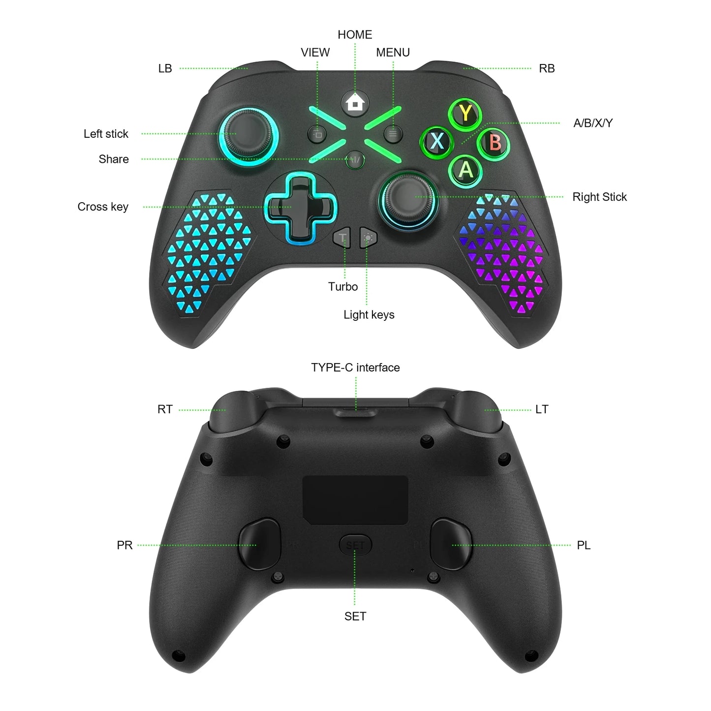 RGB Wireless Controller For Windows PC/Xbox One/xbox Series X/S