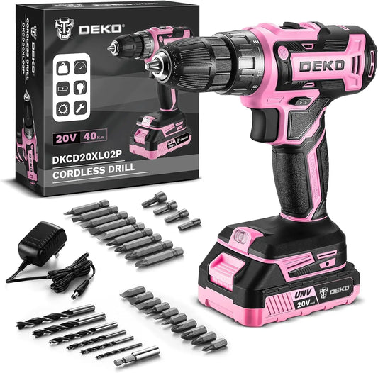 DEKO Pink Cordless Drill 20V