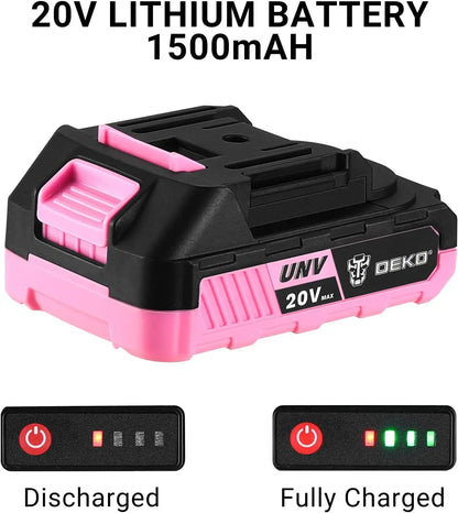 DEKO Pink Cordless Drill 20V